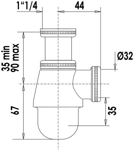 Siphon bidet-lavabo en laiton chromé